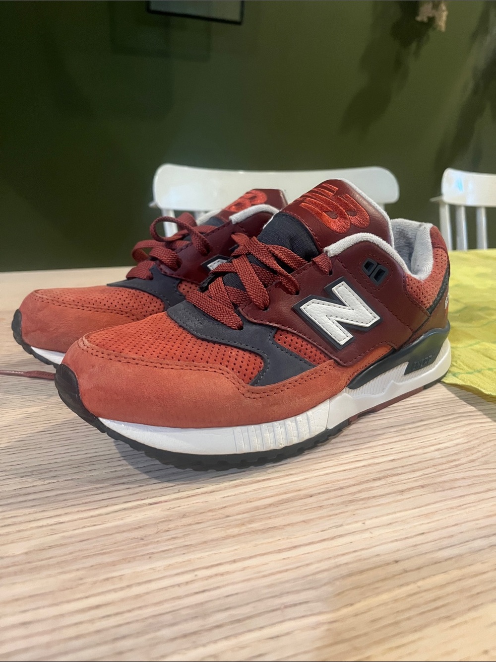 New Balance Sneakers in Rust Orange with Charcoal and White
